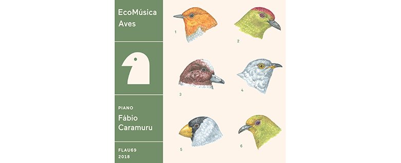 Capa do CD EcoMúsica | Aves, de Fábio Caramuru, lançado em 2018