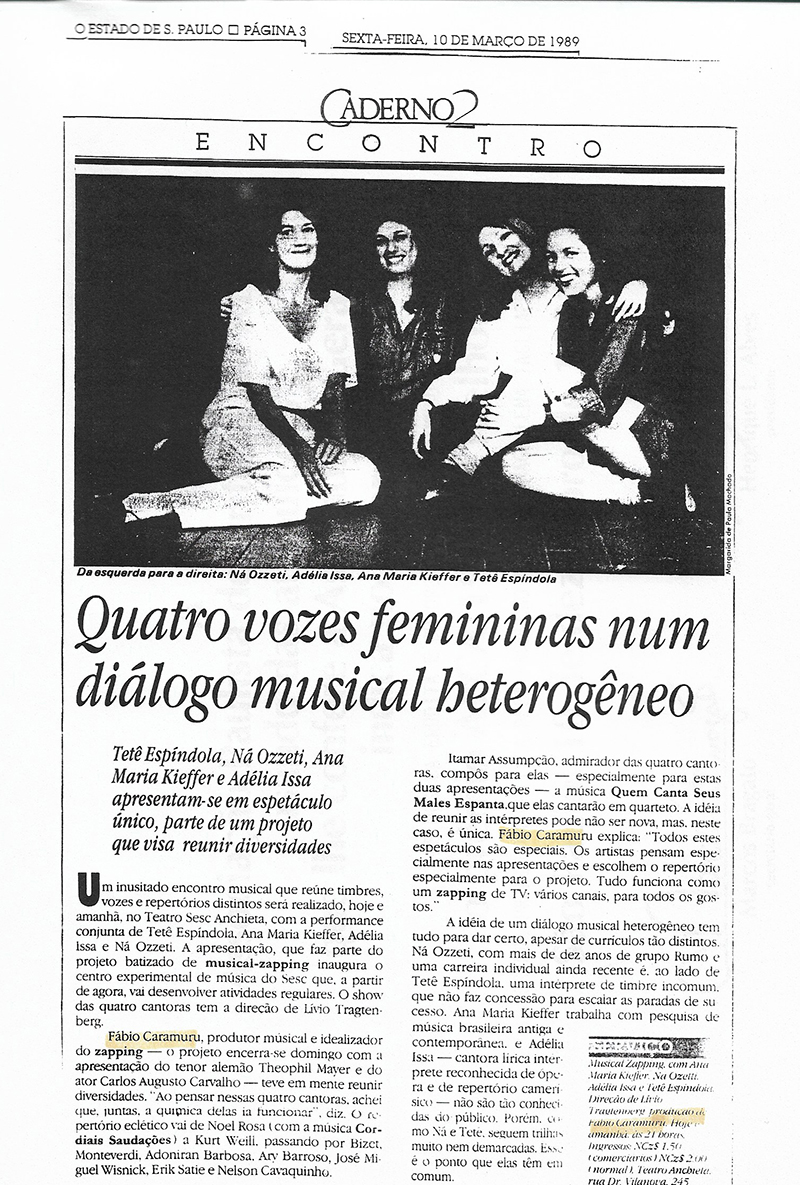 Musical Zapping - Matéria publicada no Caderno 2, do jornal O Estado de S. Paulo, 1989